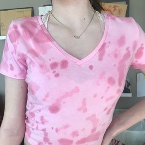 SUGAR TIED PASTEL PINK TIE DYE CROPPED TEE